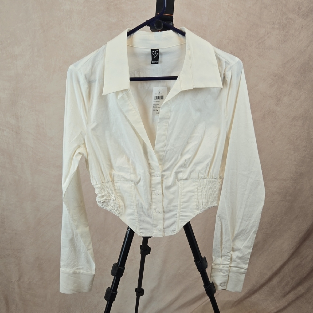 NWT Windsor White Button-Down Corset Style Crop Top